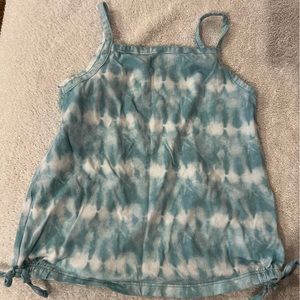 Light blue and white “tie dye” pattern toddler tank top